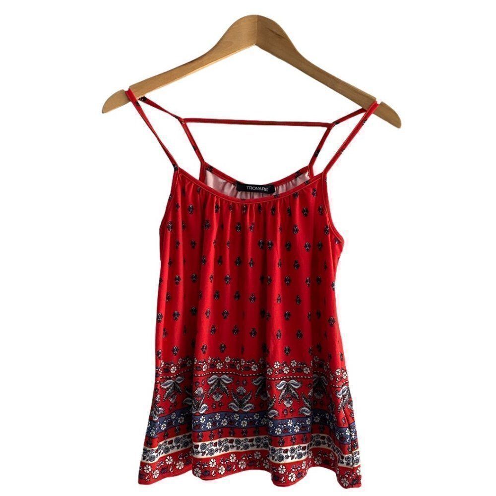 Trovare Women's Red Floral Baby Doll Tank Top US M